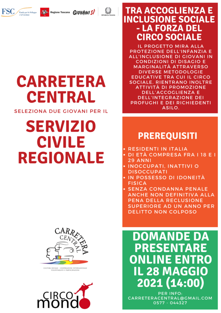 carretera central - servizio civile regionale volantino